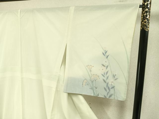平和屋着物▽訪問着 無双 紗袷 紗×紗 手描き 草花文 正絹 逸品 AABD0329fy