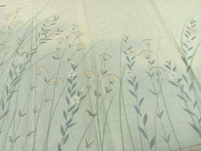 平和屋着物▽訪問着 無双 紗袷 紗×紗 手描き 草花文 正絹 逸品 AABD0329fy