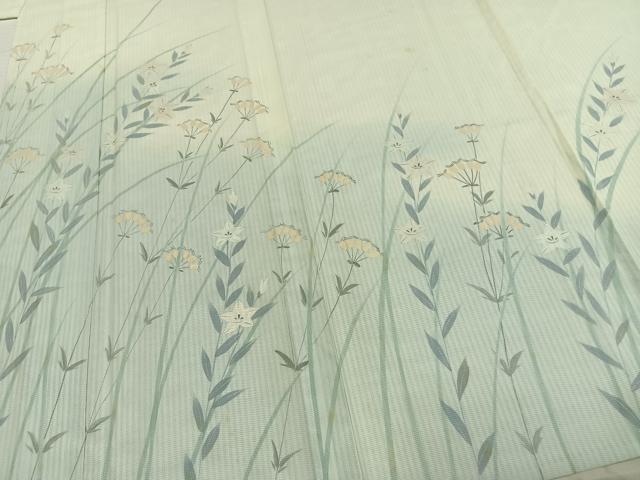 平和屋着物▽訪問着 無双 紗袷 紗×紗 手描き 草花文 正絹 逸品 AABD0329fy