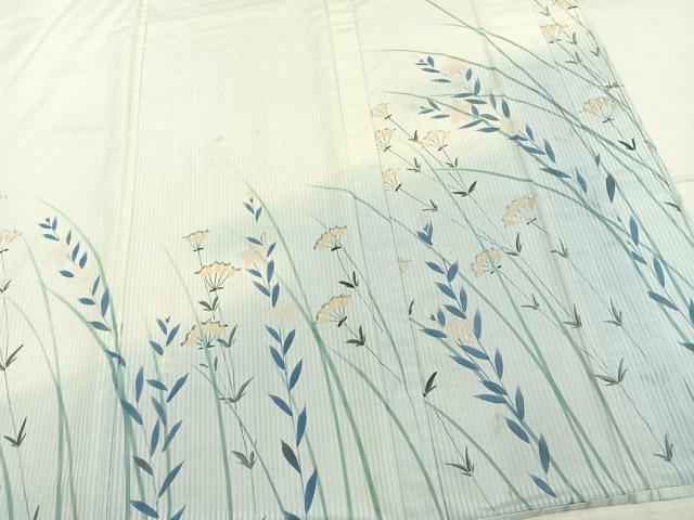 平和屋着物▽訪問着 無双 紗袷 紗×紗 手描き 草花文 正絹 逸品 AABD0329fy
