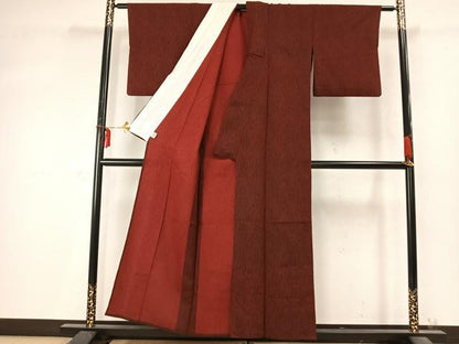 平和屋着物▽上質な小紋 単衣 よろけ縞 正絹 逸品 AABD0330fy