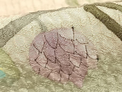 平和屋着物▽訪問着 単衣 手描き 蔦の葉枝花文 暈し染め 正絹 逸品 AABD0331fy