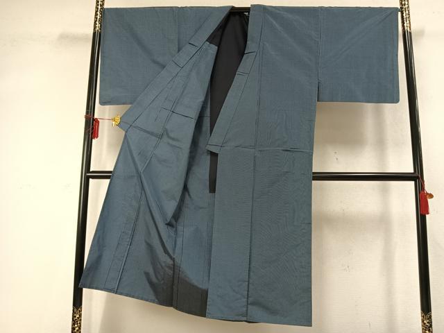 平和屋着物▽男性 本場大島紬 単衣 格子 正絹 逸品 AABD0333fy