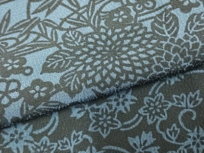 平和屋着物▽上質な小紋 単衣 藍 型染め 草花文 正絹 逸品 AABD0334fy