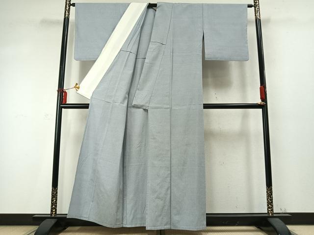 平和屋着物▽本塩沢 単衣 蚊絣 正絹 逸品 AABD0335fy