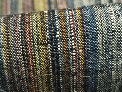 平和屋着物▽上質な紬 単衣 縞 正絹 逸品 AABD0336fy