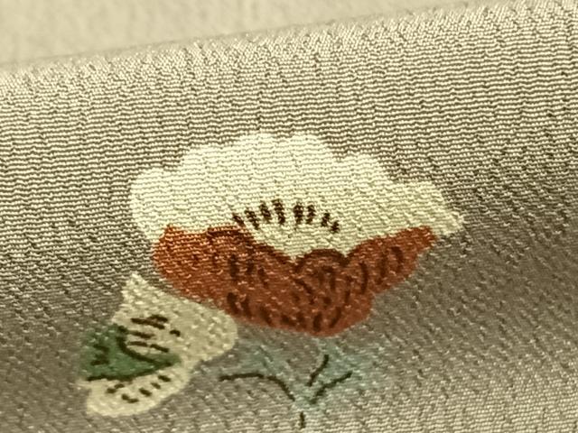 平和屋着物▽上質な小紋　単衣　草花文　正絹　逸品　AABD0337fy