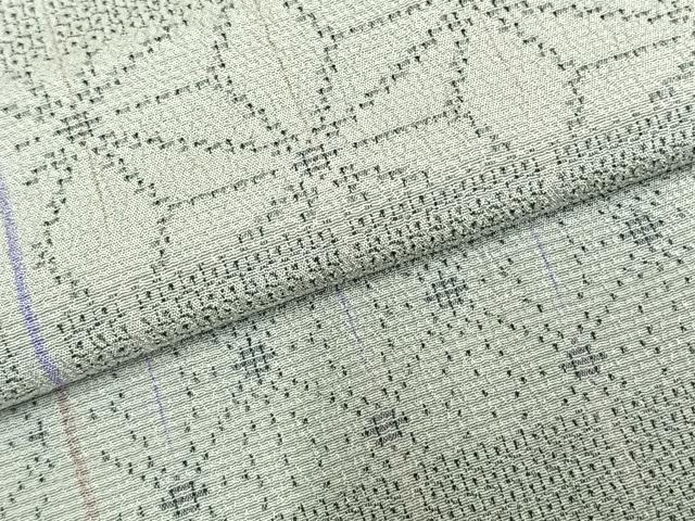 平和屋着物▽本塩沢 単衣 110亀甲 麻の葉横段文 正絹 逸品 AABD0338fy