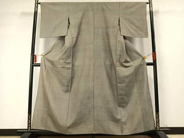 平和屋着物▽越後小千谷紬 単衣 霞文 証紙付き 正絹 逸品 AABD0339fy