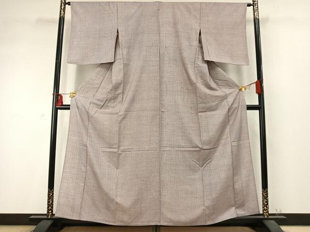 平和屋着物▽伝統工芸士　廣瀬雄望　江戸小紋　単衣　紬地　縞　正絹　逸品　AABD0344fy