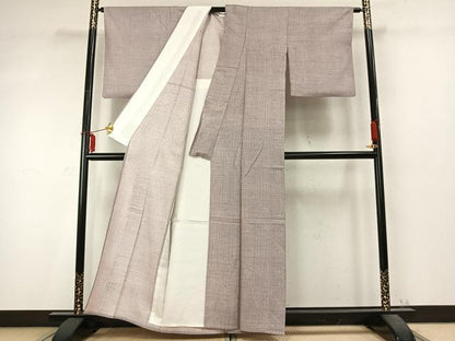 平和屋着物▽伝統工芸士　廣瀬雄望　江戸小紋　単衣　紬地　縞　正絹　逸品　AABD0344fy
