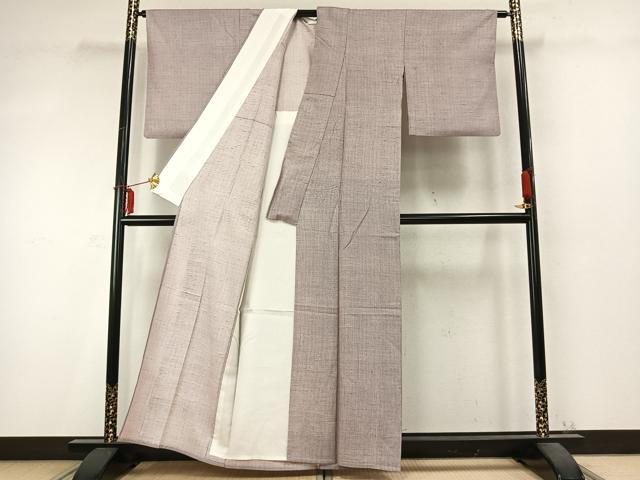平和屋着物▽伝統工芸士　廣瀬雄望　江戸小紋　単衣　紬地　縞　正絹　逸品　AABD0344fy