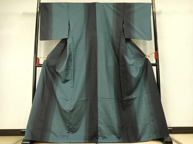 平和屋着物▽美濃里紬 単衣 色紙文 反端付き 正絹 逸品 未使用 AABD0345fy