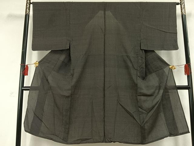 平和屋着物▽男性　紬　単衣　亀甲柄　正絹　逸品　未使用　AABD0346fy