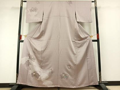 平和屋着物▽訪問着 単衣 絞り 花冊子文 金彩 正絹 逸品 AABD0347fy