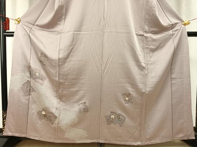 平和屋着物▽訪問着 単衣 絞り 花冊子文 金彩 正絹 逸品 AABD0347fy