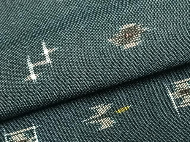 平和屋着物▽本場琉球絣 単衣 正絹 逸品 AABD0350fy