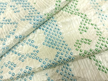 平和屋着物▽上質な小紋 単衣 絞り 花唐草間道 正絹 逸品 AABD0351fy