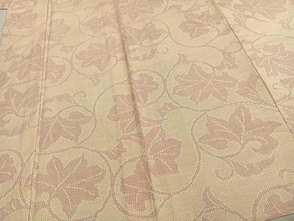 平和屋着物▽上質な紬　単衣　唐草文　正絹　逸品　AABD0352fy