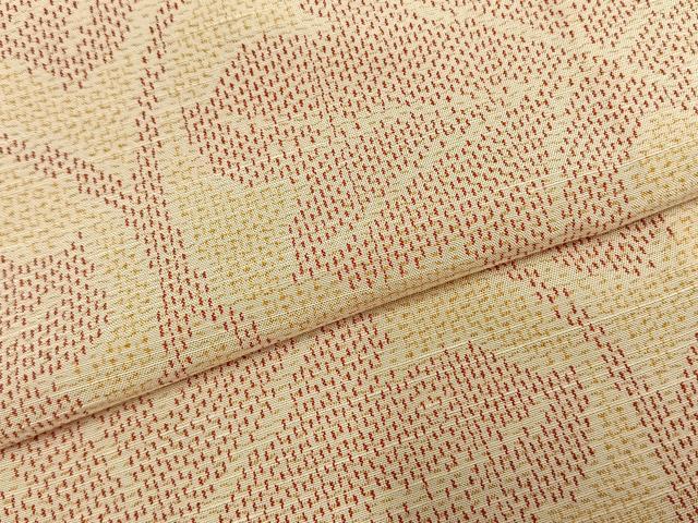 平和屋着物▽上質な紬　単衣　唐草文　正絹　逸品　AABD0352fy