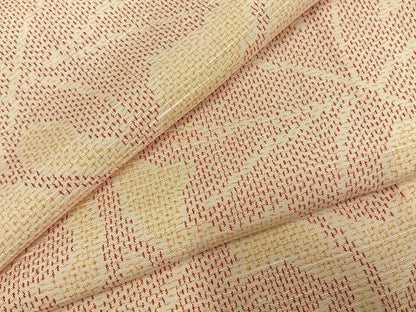 平和屋着物▽上質な紬　単衣　唐草文　正絹　逸品　AABD0352fy