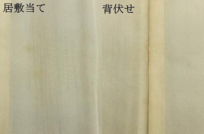 平和屋着物▽石川県指定無形文化財 牛首紬 白山工房 手織り 単衣 間道 正絹 逸品 AABD0353fy