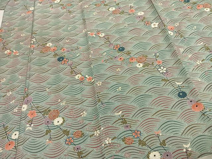 平和屋着物▽小紋 単衣 枝花文 洗える着物 AABD0354fy