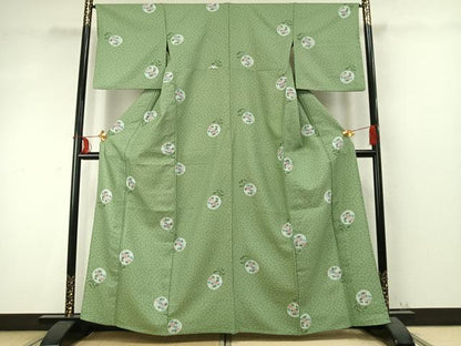 平和屋着物▽小紋 単衣 蔦の葉丸文 洗える着物 AABD0355fy