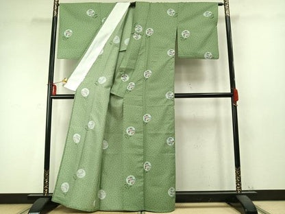 平和屋着物▽小紋 単衣 蔦の葉丸文 洗える着物 AABD0355fy