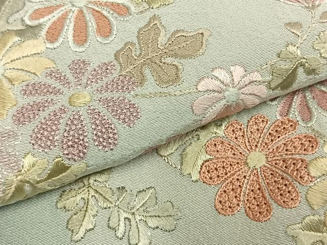 平和屋着物▽訪問着 単衣 刺繍 草花文 暈し染め 金銀彩 正絹 逸品 AABD0356fy
