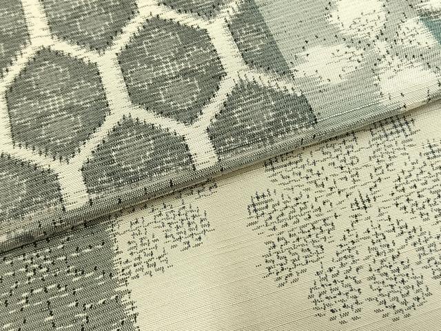 平和屋着物▽上質な紬 単衣 色紙重ね花文 正絹 逸品 AABD0357fy