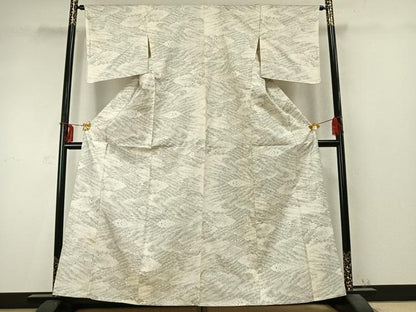 平和屋着物▽本場大島紬 白大島 単衣 雲取り文 正絹 逸品 未使用 AABD0359fy