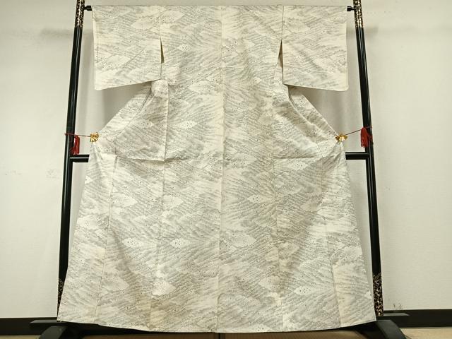 平和屋着物▽本場大島紬 白大島 単衣 雲取り文 正絹 逸品 未使用 AABD0359fy