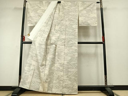 平和屋着物▽本場大島紬 白大島 単衣 雲取り文 正絹 逸品 未使用 AABD0359fy