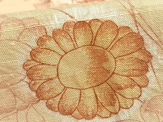 平和屋着物▽上質な紬 単衣 絞り 草花文 正絹 逸品 AABD0360fy