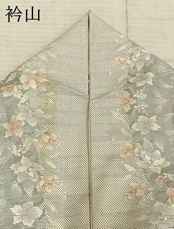 平和屋着物▽本場大島紬 白大島 単衣 草花間道 暈し染め 正絹 逸品 AABD0361fy
