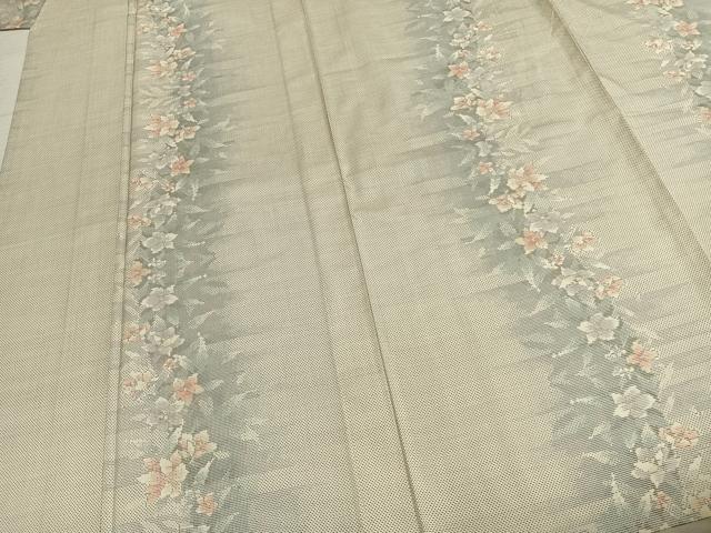 平和屋着物▽本場大島紬 白大島 単衣 草花間道 暈し染め 正絹 逸品 AABD0361fy