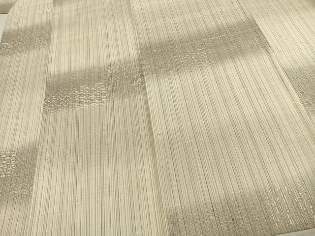 平和屋着物▽上質な紬 単衣 横段文 縞 正絹 逸品 AABD0362fy
