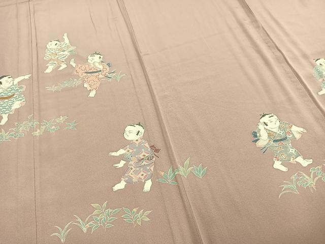 平和屋着物▽訪問着 単衣 人物文 正絹 逸品 AABD0363fy