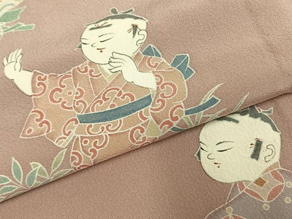 平和屋着物▽訪問着 単衣 人物文 正絹 逸品 AABD0363fy