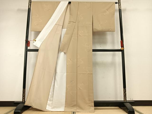 平和屋着物▽小紋 単衣 流水花文 洗える着物 AABD0367fy