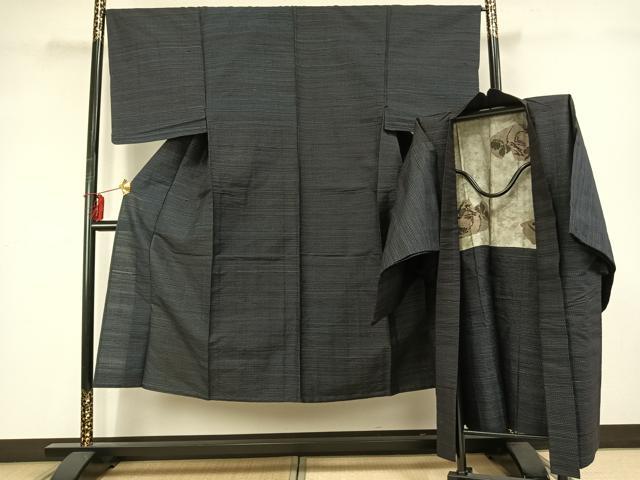 平和屋着物▽男性 紬 単衣 アンサンブル 亀甲柄 正絹 逸品 AABD0368fy
