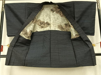 平和屋着物▽男性 紬 単衣 アンサンブル 亀甲柄 正絹 逸品 AABD0368fy