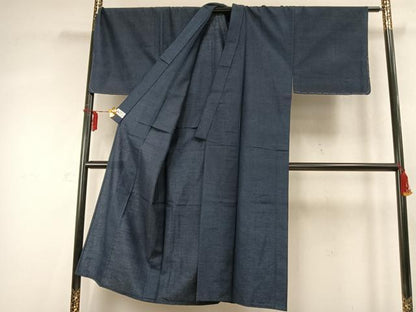 平和屋着物▽男性 単衣 紬 アンサンブル 留紺色 やまと誂製 正絹 逸品 未使用 AABD0369fy