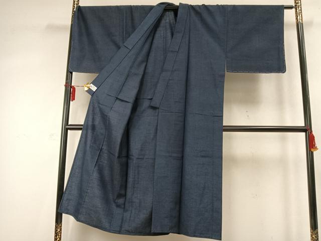平和屋着物▽男性 単衣 紬 アンサンブル 留紺色 やまと誂製 正絹 逸品 未使用 AABD0369fy