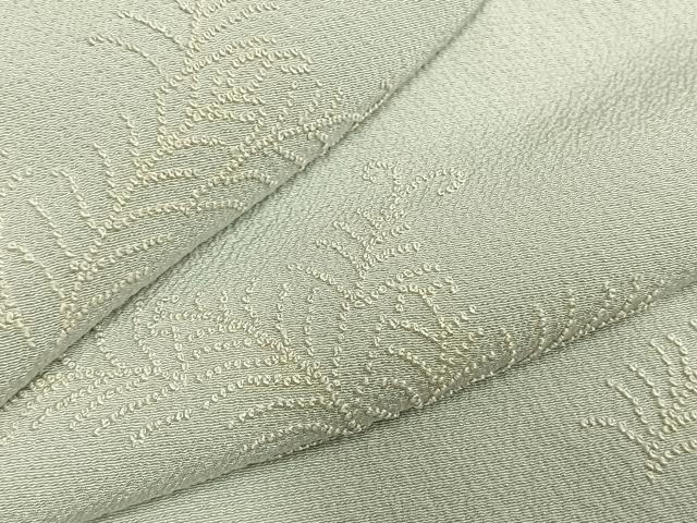 平和屋着物▽訪問着 単衣 総刺繍 草葉文 正絹 逸品 AABD0370fy