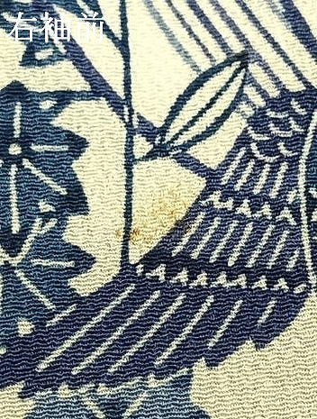 平和屋着物▽上質な小紋 単衣 型染め 扇面花鳥文 鬼しぼ縮緬 正絹 逸品 AABD0371fy