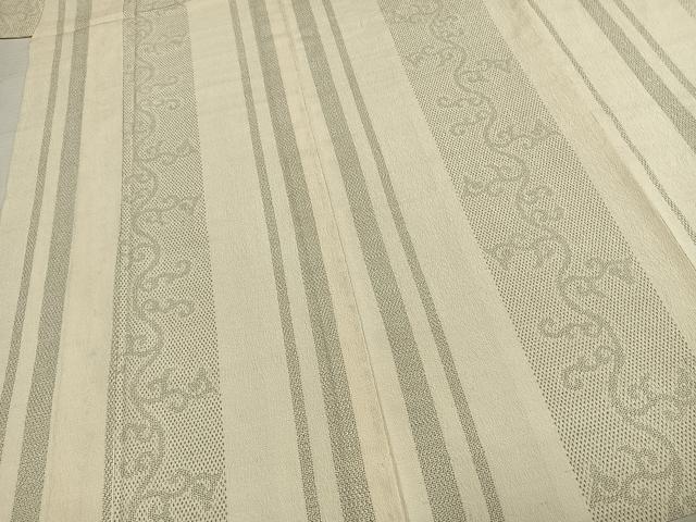 平和屋着物▽本塩沢 単衣 110亀甲 唐草間道 正絹 逸品 AABD0372fy