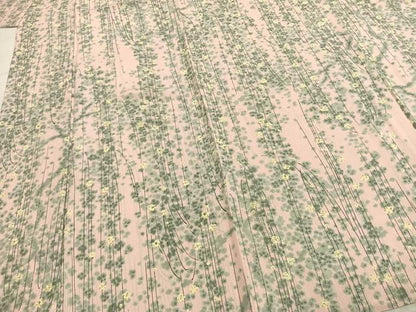 平和屋着物▽上質な小紋 単衣 手描き 草花文 正絹 逸品 AABD0375fy