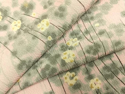 平和屋着物▽上質な小紋 単衣 手描き 草花文 正絹 逸品 AABD0375fy